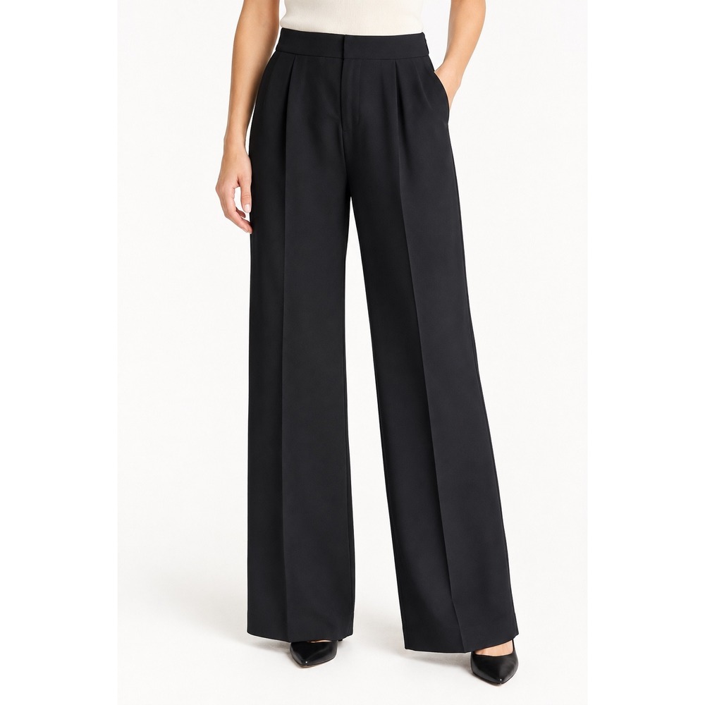 J.CREW Wide Leg Pleated Pants Matte Crepe NEW H2815 Black size 8